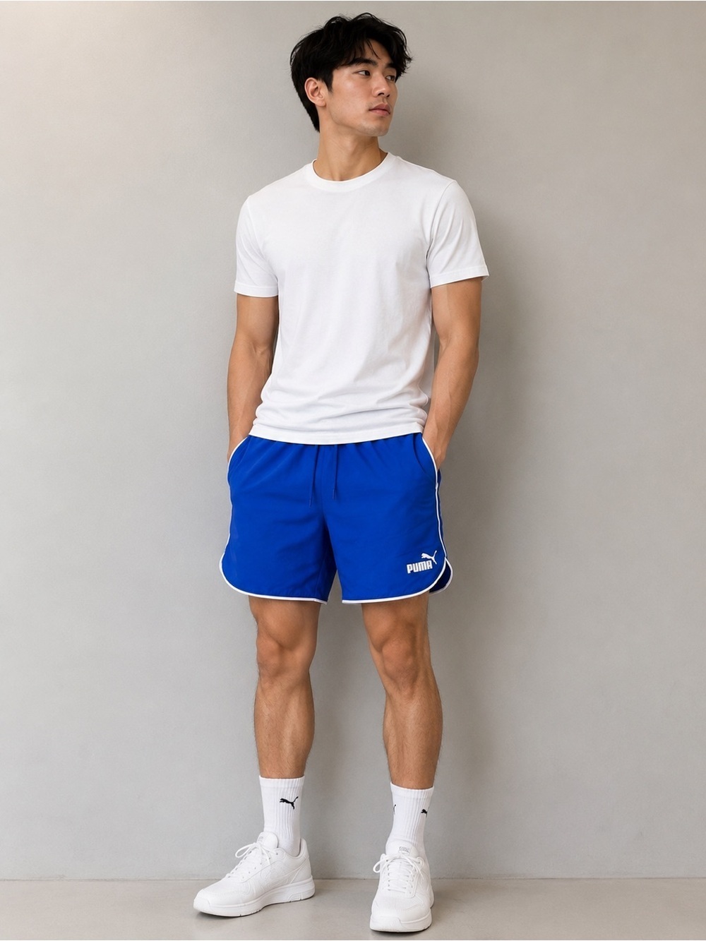 Puma Men’s Royal Blue Athletic Running Shorts Size Large Retro Style